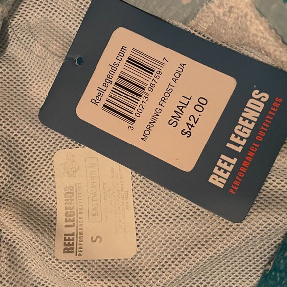 Reel Legends Men's Small Fishing shirt in teal waves-SALTWATER 11 - Picture 9 of 12